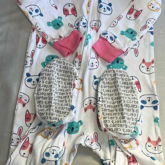 Carter's - Pink and White Footies with Animal Print - Picture 3 of 4